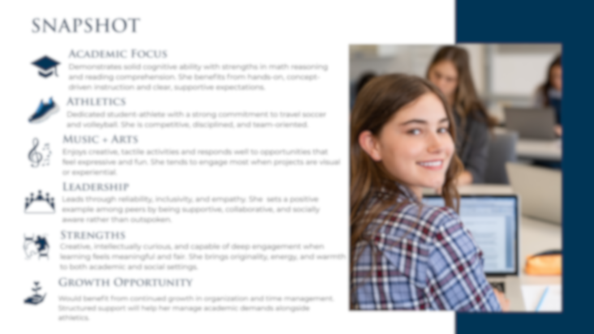 Student profile snapshot